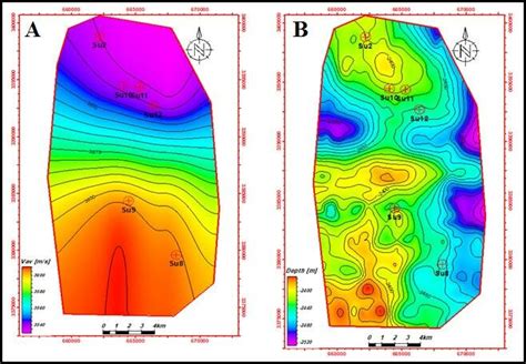 A Average Velocity Map Of Top Nahr Umr Reservoir Generated From 6 Well