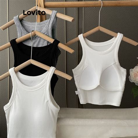 Lovito Casual Plain Cold Shoulder Basic Tank Tops For Women LNE17211