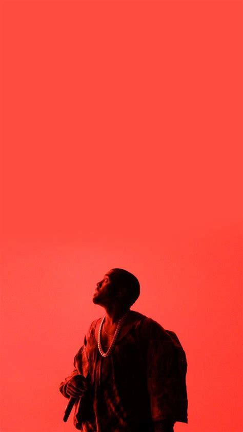 Download Kanye West Monochrome Red Poster Wallpaper