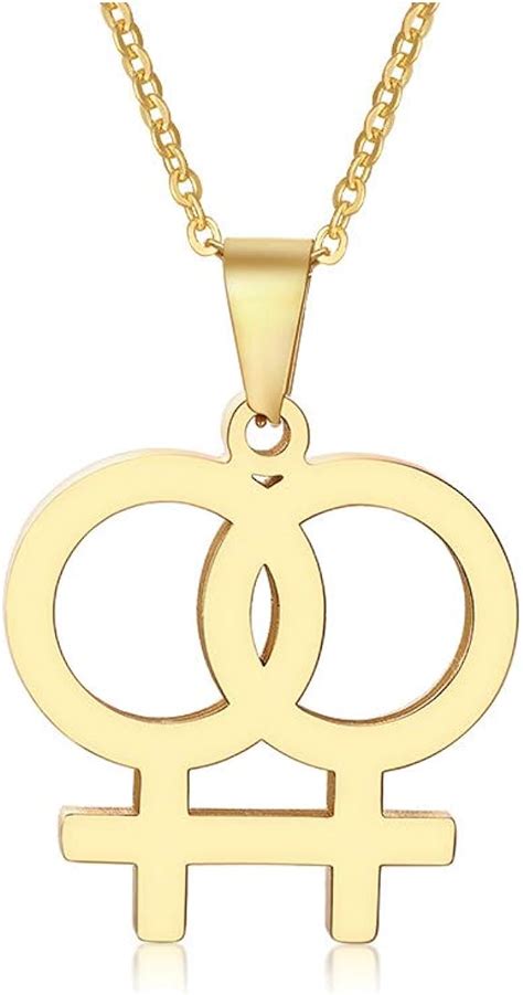 Pj Jewellery Lgbt Pride Female Symbol Lesbian Pendant Necklace In