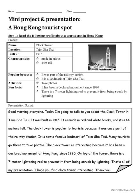 A Presentation On Hong Kong Tourist English Esl Worksheets Pdf Doc