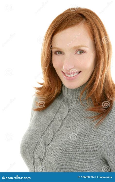 Redhead Beautiful Woman Portrait Smiling Royalty Free Stock Image