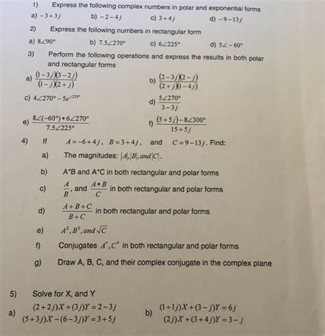 Solved 1 Express The Following Complex Numbers In Polar And