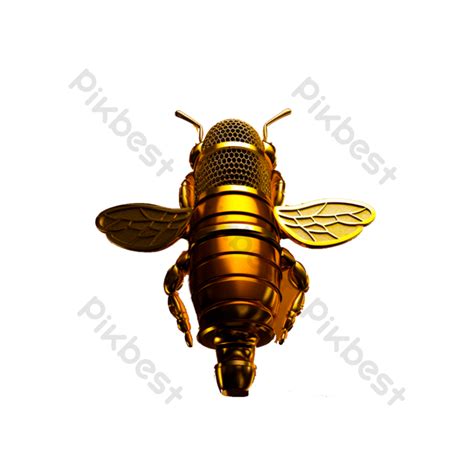 Photorealistic Miniature 3d Render Intricate Robot Bee Design Png