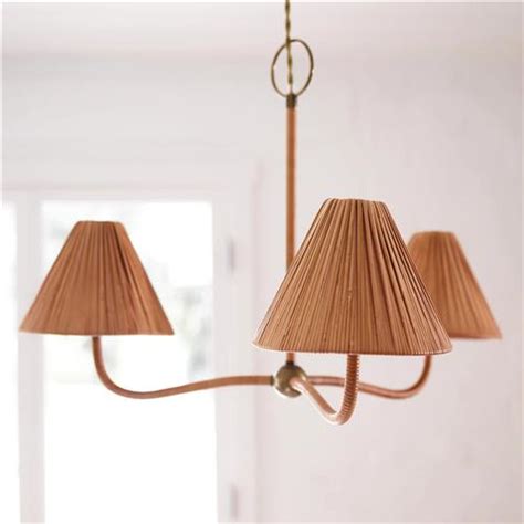 Woven Delphine Coastal Beach Natural Rattan Shaded Chandelier