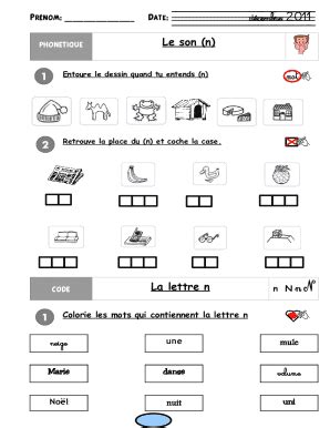 Remplissable En Ligne Le Son N La Lettre N Faxer Email Imprimer