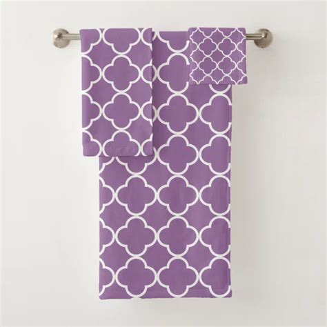 Purple Quatrefoil Latticework Moroccan Trellis Bath Towel Set Zazzle