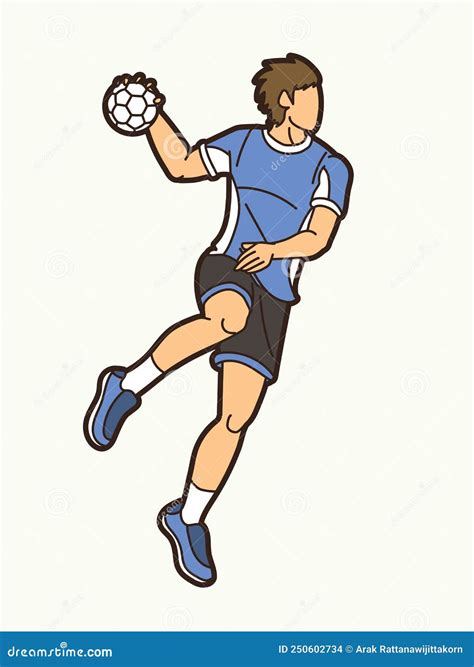 Handball Sport Male Player Action Cartoon Graphic Vector Stock Vector