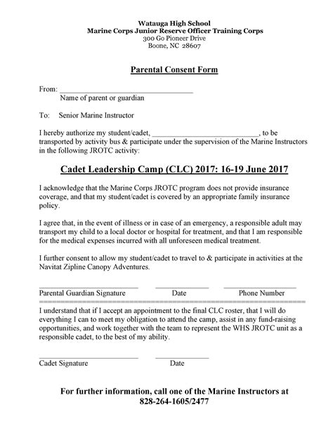 50 Printable Parental Consent Form And Templates Templatelab