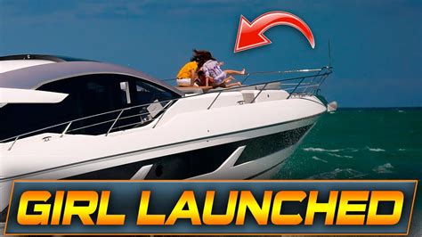 Girl Gets Launched On Yacht At Haulover Inlet Haulover Boats Wavy Boats Youtube