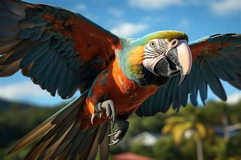 Premium AI Image | flying macaw parrot