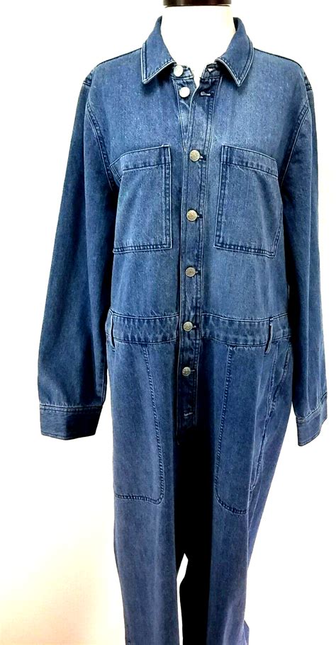 Madewell Relaxed Coverall Jumpsuit Glenroy Wash Blue Denim Womens Xxl