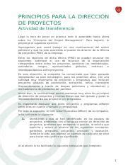 Actividad De Transferencia Principios Para La Direcci N De Proyectos