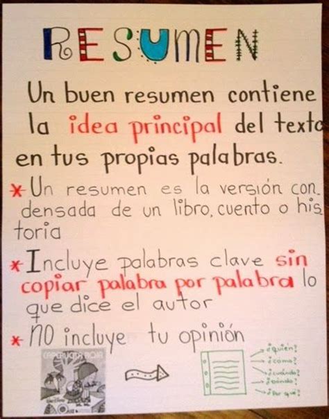 Caracter Sticas De Un Buen Resumen Summary Anchor Chart Recursos De