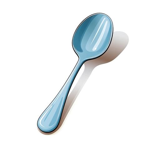 Premium Photo Blue Color Spoon Handdrawn Vector White Background Isola