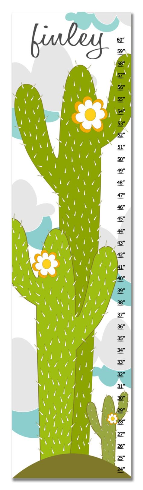 Growth Chart Cactus Growth Chart Green Cactus Growth Chart - Etsy