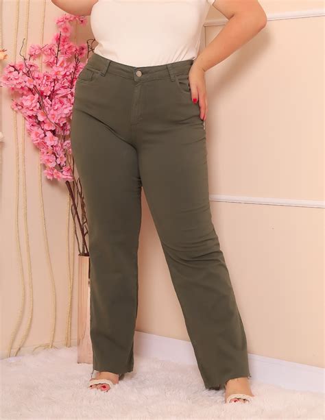 Calça Sarja plus size Verde Musgo