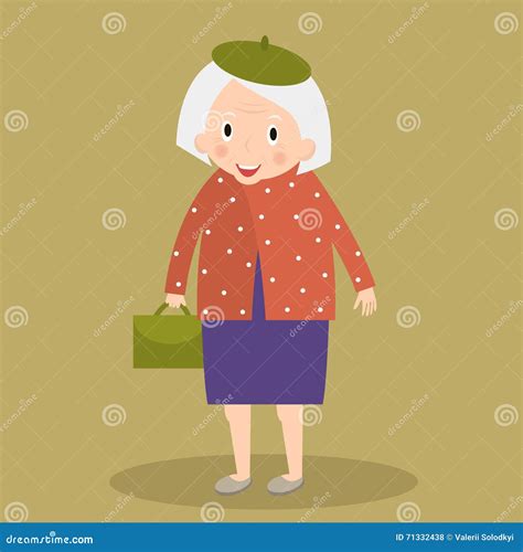 Old Woman Walking With Bag Grandmother Cute Senior Lady Walking