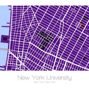 NYU Map University Art New York University Street NYC Manhattan NY School Poster - Etsy