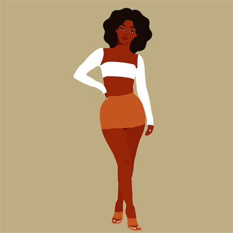 Mulher Negra Afro Em Estilo De Arte Elegante Vetor Vetor Premium