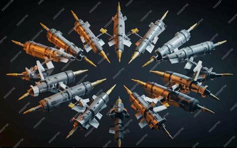 Premium AI Image | Flat cruise missile collection Set of combat weapons ...