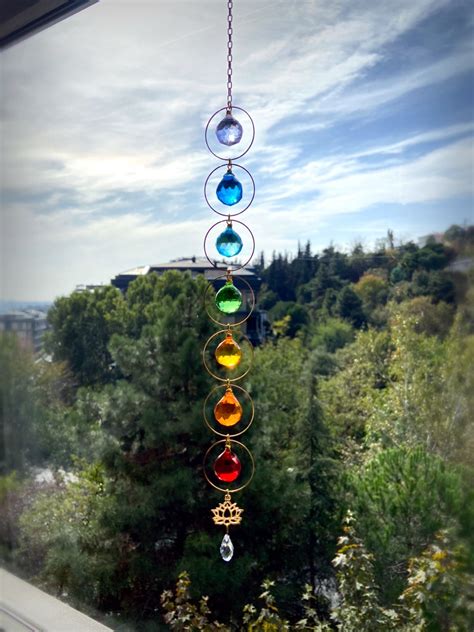 Chakra Crystal Suncatcher Pendant Colourful Rainbow Maker Prisms 7 Chakra Colors Hanging