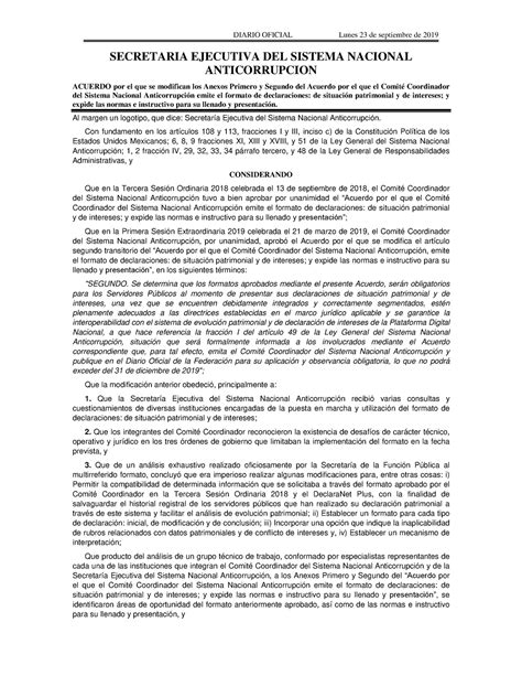 Acuerdo del Comité Coordinador del Sistema Nacional Anticorrupción en