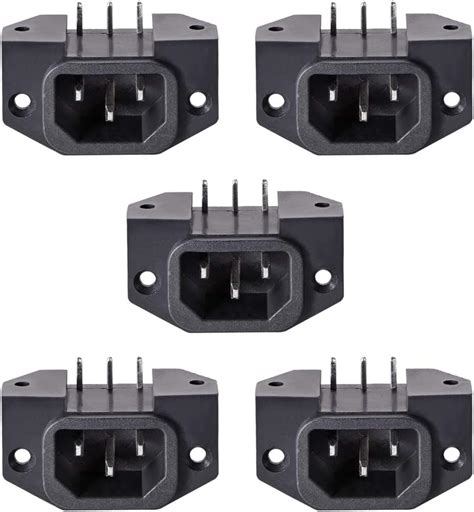 Uxcell C14 Panel Mount Plug Adapter Ac 250v 10a15a 3 Pins Iec Inlet Module Plug Power Connector