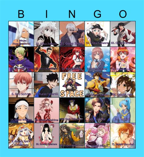 Anime Bingo Card