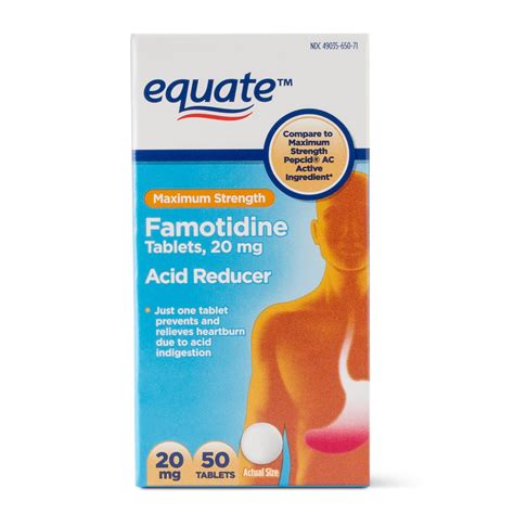 Equate Maximum Strength Famotidine Tablets 20 Mg Acid Reducer For