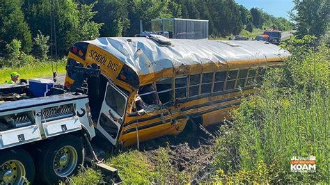 School Bus Rear Ended By Tractor Trailer Bus Spun Around 180° Slamming Into Rock Bluff