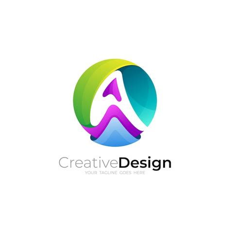 Kreis Logo Mit Buchstaben Design Vorlage 3D Bunte Logos Premium Vektor