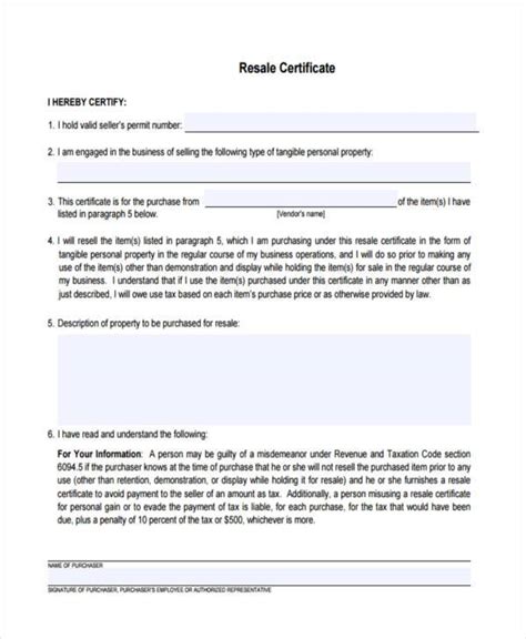 Resale Certificate Form | TUTORE.ORG - Master of Documents