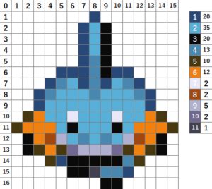 【ポケモン】ミズゴロウの作り方【アイロンビーズ簡単図案】 | なやここブログ