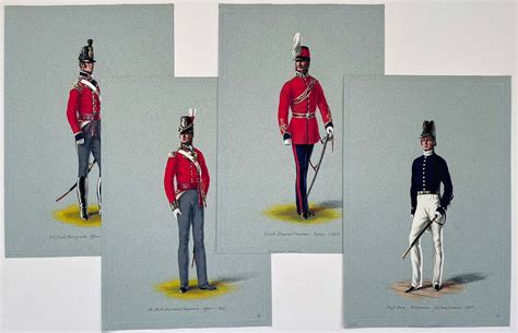 Four Original Paintings Royal Navy Midshipman 3rd Foot Guards Officer