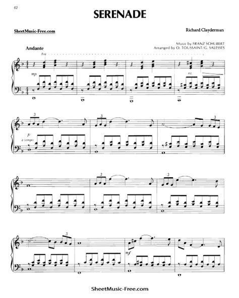 Serenade Piano Sheet Music Richard Clayderman - ♪ SHEETMUSIC-FREE.COM