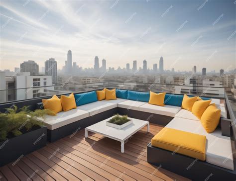 Premium AI Image | downtown rooftop design view of tall buildings