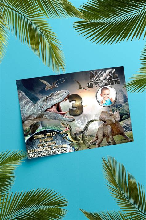 Jurassic World Birthday Invitation Card Design Jurassic Park Etsy