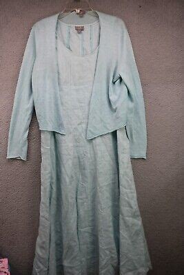 J Jill Linen Sleeveless Maxi Dress W Cardigan Large Teal Beachy