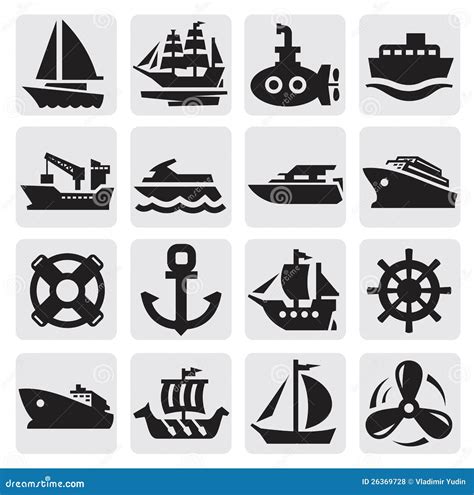 Boat And Ship Icons Set Stock Vector Illustration Of Icon