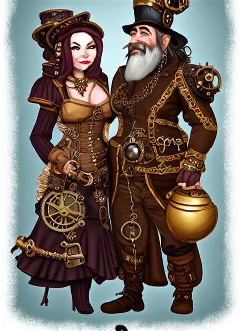 Steampunk Dwarf With A Beard Female Glamor Bard Stable Diffusion