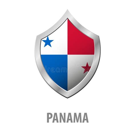 Bandera De Panamá En El Ejemplo Brillante Del Escudo Del Metal Stock De