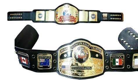 European And Nwa Domed Globe World S Heavyweight Wrestling Championship 2 Belt