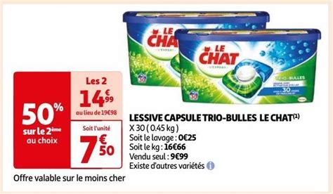 Promo Lessive Capsule Trio Bulles Le Chat Chez Auchan