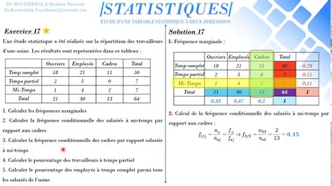 Exercice 17 Variable Statistique à Deux Dimensions Youtube