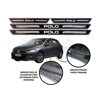 Jogo Soleira De Porta Adesiva Volkswagen Polo Preta Shopee Brasil