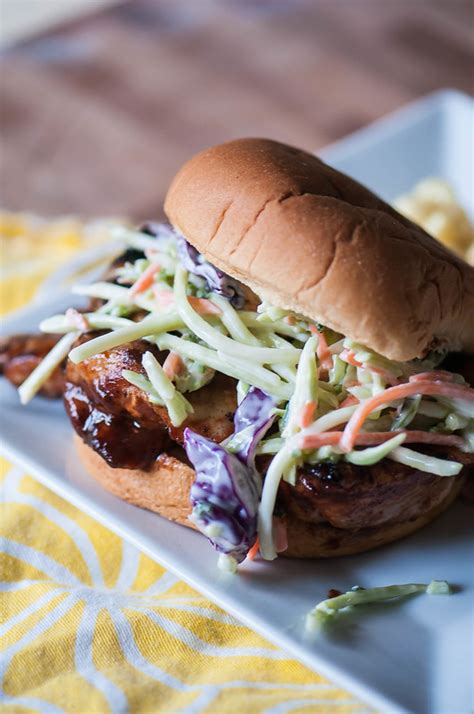 BBQ Chicken Sandwiches with Broccoli Slaw - Meg's Everyday Indulgence