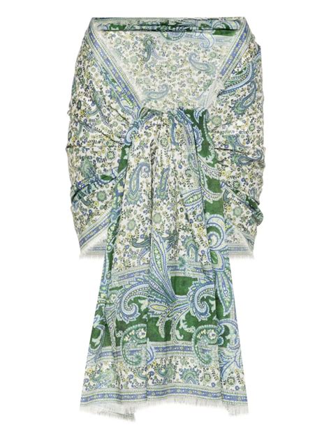 Zimmermann Paisley Print Cotton Pareo Green Farfetch Uk