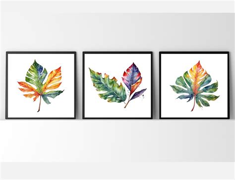 Set Of 3 Prints Tropical Leaf Wall Art Prints Botanical Wall Art