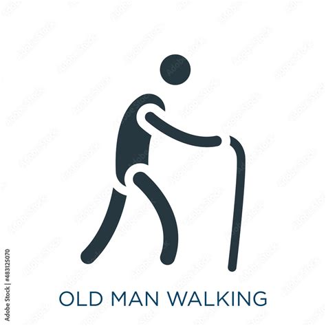 Old Man Walking Vector Icon Old Man Walking Old Male Filled Icons